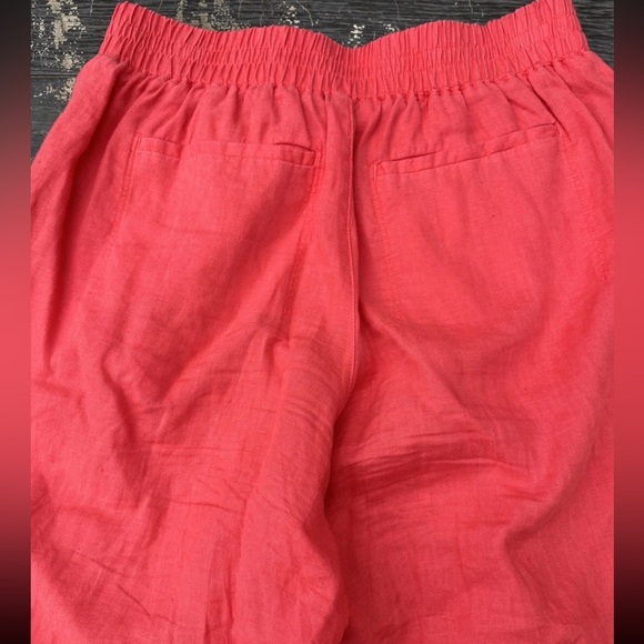 Athleta Playa Linen Wide Leg Crop Pants Passionfruit Coral Zip Pocket Womens 6 - Picture 5 of 8